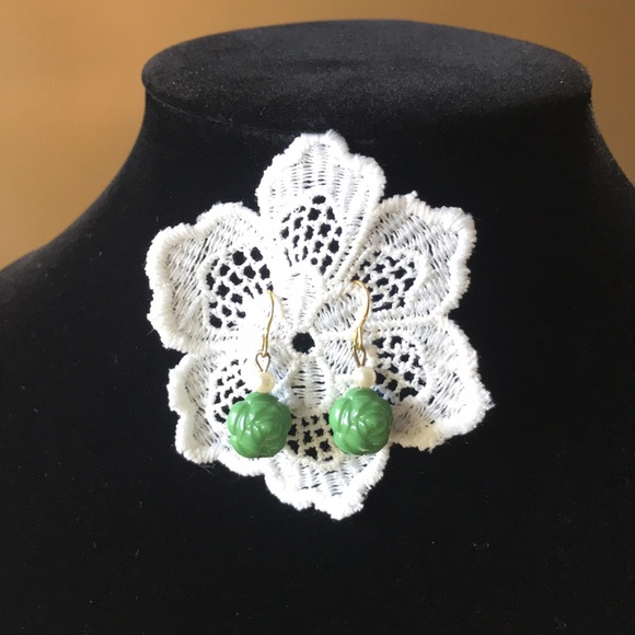 Green Floral Earrings, NWOT - Picture 2 of 5